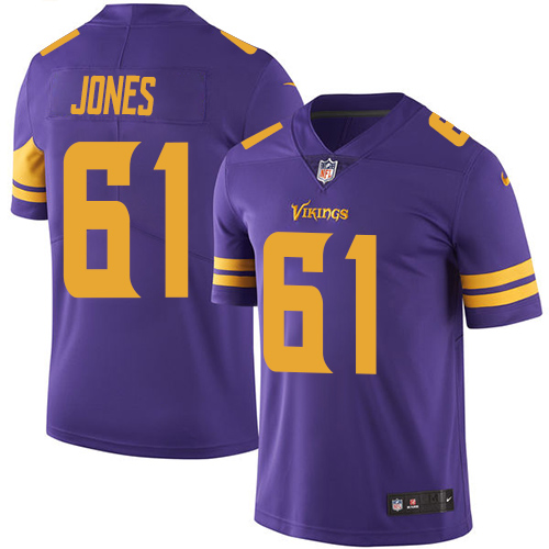 Minnesota Vikings #61 Limited Brett Jones Purple Nike NFL Men Jersey Rush Vapor Untouchable->minnesota vikings->NFL Jersey